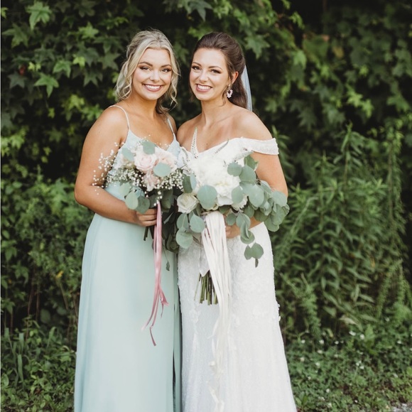 Azazie sage green formal dress - Picture 3 of 3